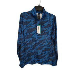Tags Mens Adidas Blue‎ & Black Long Sleeve Golf Shirt Top Size M Polyester